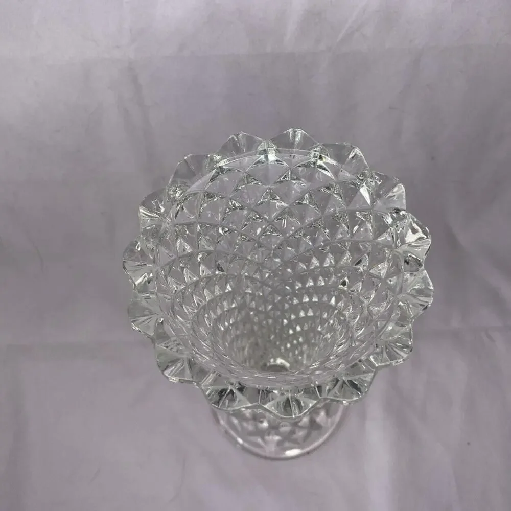 Vintage Crystal glass diamond pattern vase Art Deco